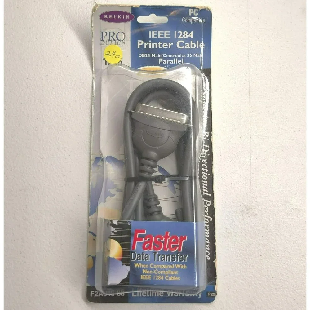 Brand New Sealed Belkin Pro Series IEEE 6' Printer Cable PC Compatible Unopened
